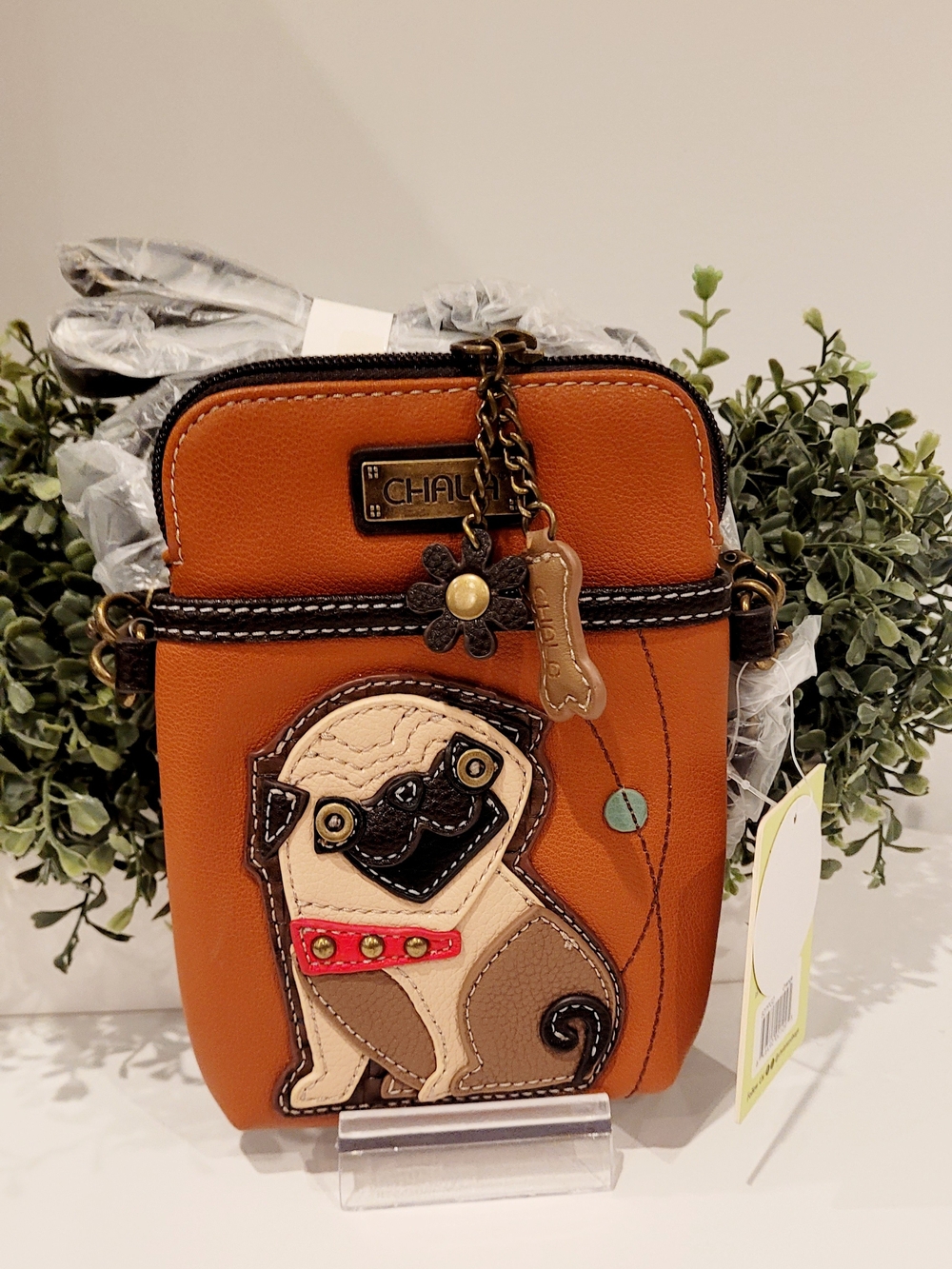 Chala Brown Pug Crossbody Bag